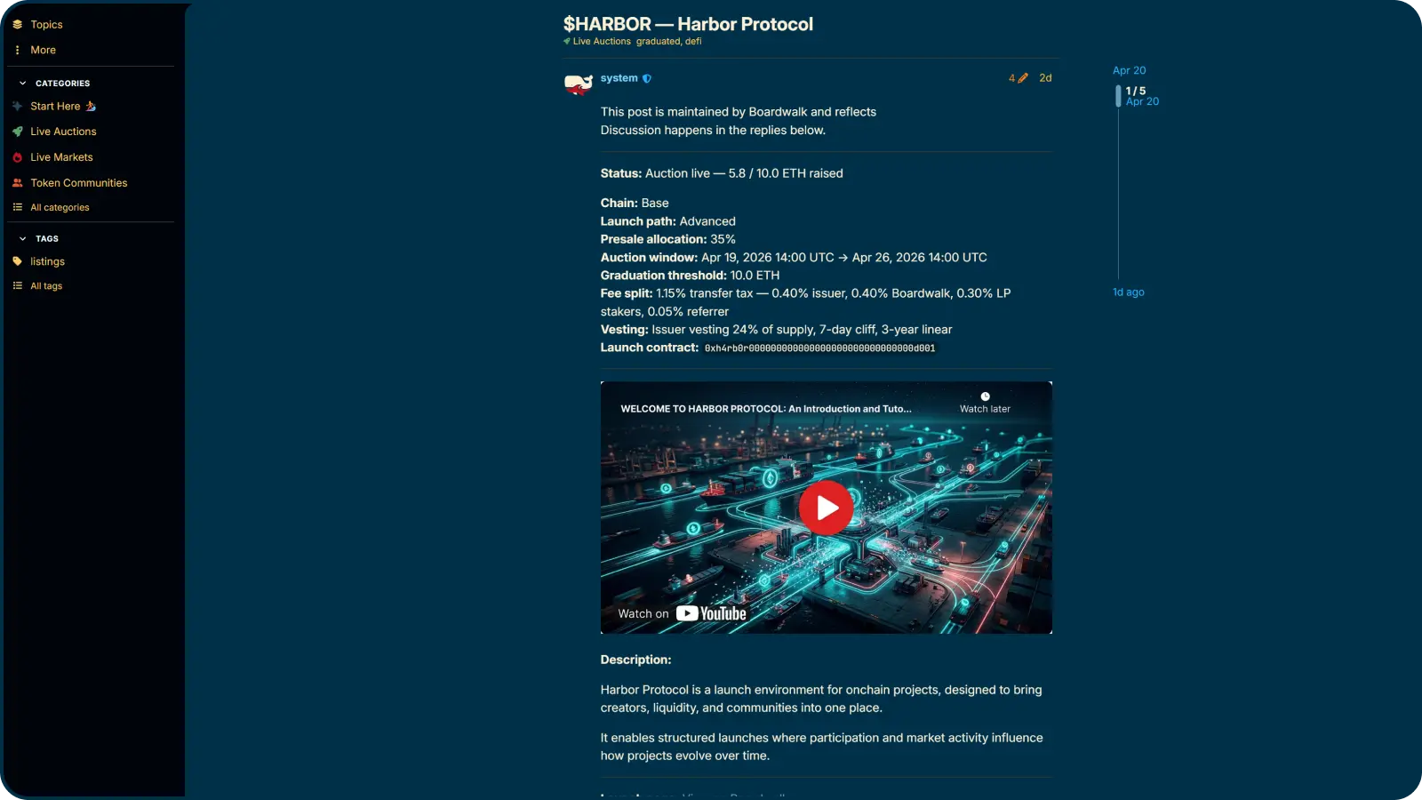 Café Boardwalk discussion view